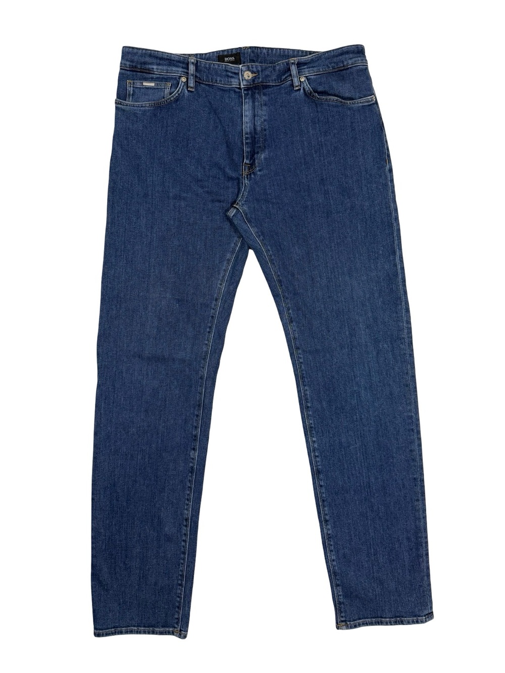 BOSS Hugo Boss Mens Jeans 38 Blue Stretch Denim Straight Leg 5 Pocket Casual